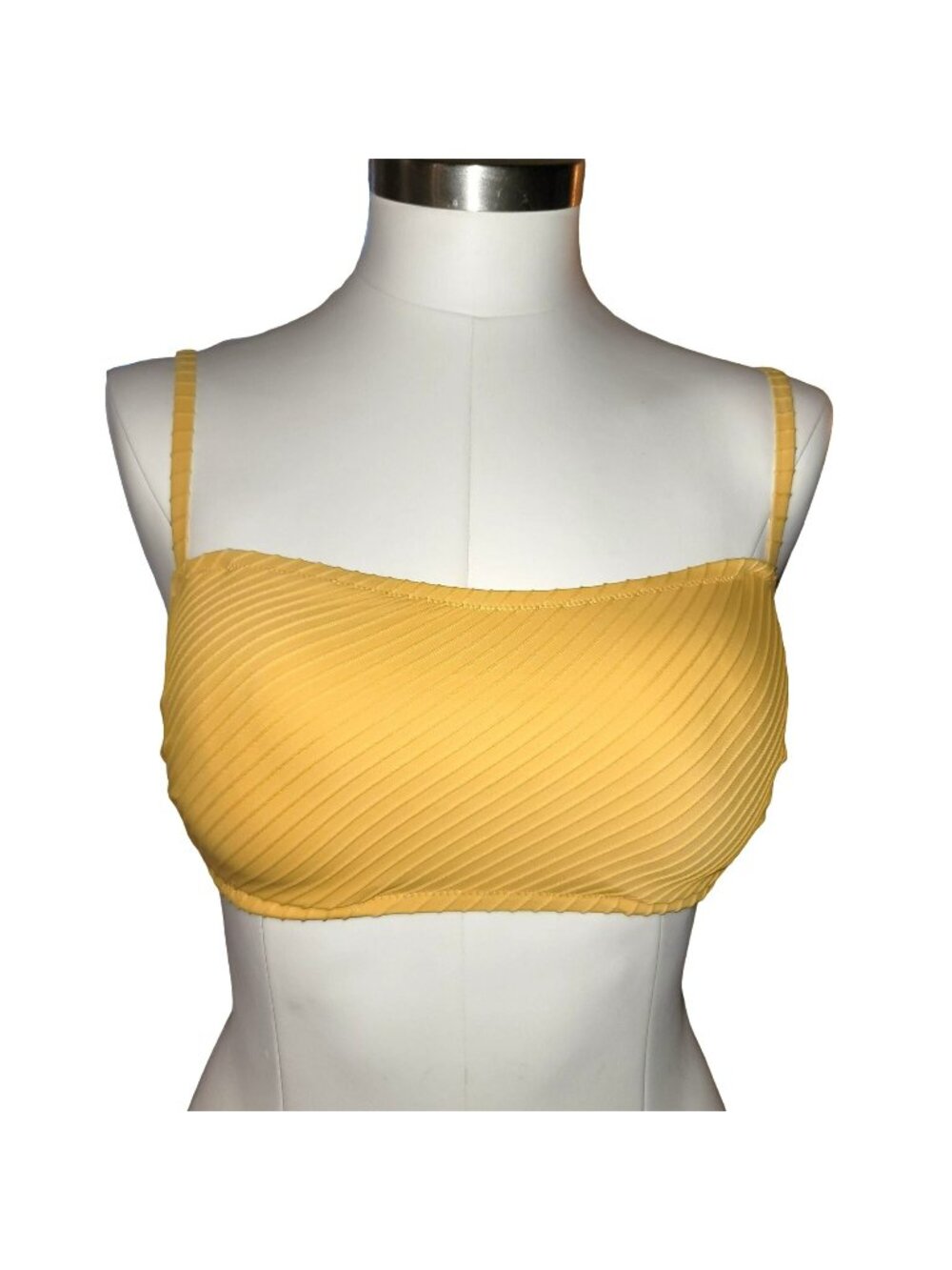 Shade & Shore Bandeau Bikini Top 34D Women's Mustard Yellow Ribbed jj3653